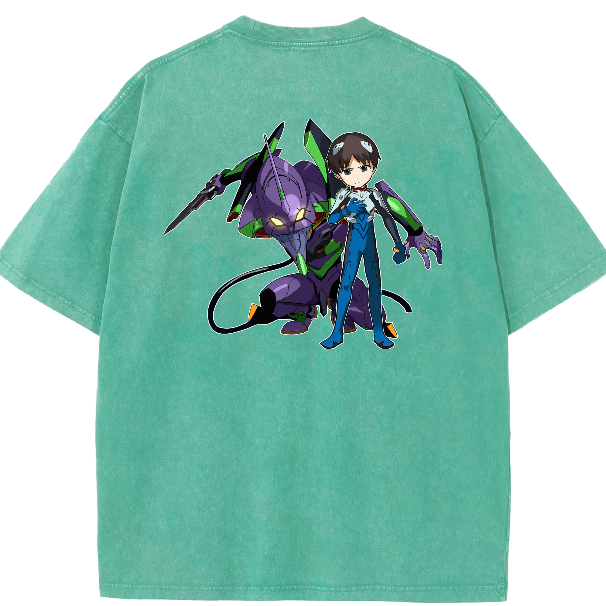 （画像用） EVA 新世紀エヴァンゲリオン 綿100% ヴィンテージ風 半袖Tシャツ（背面プリント）